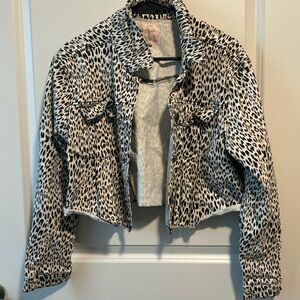 Candie's Black and White Animal Print Jean Jacket